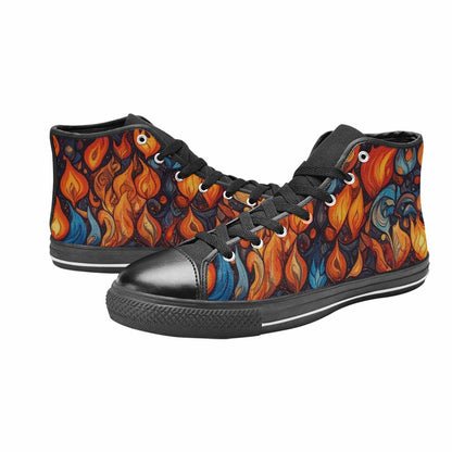 MEN'S Fire Flame High Top Canvas Vivid Custom Shoes