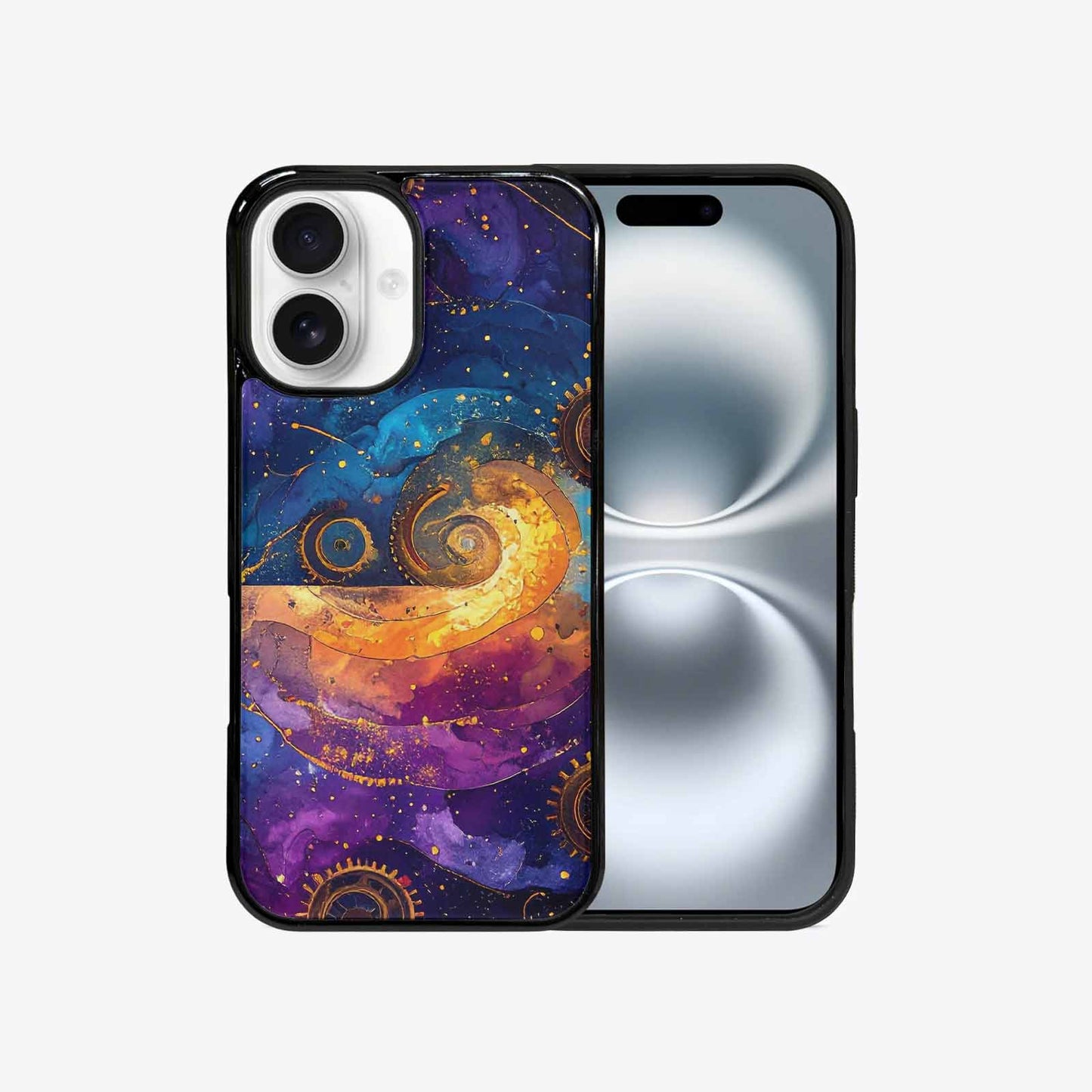 iPhone 16 Case — Steampunk Galaxy Art Seamless Pattern Vibrant, Custom Print Case Cover