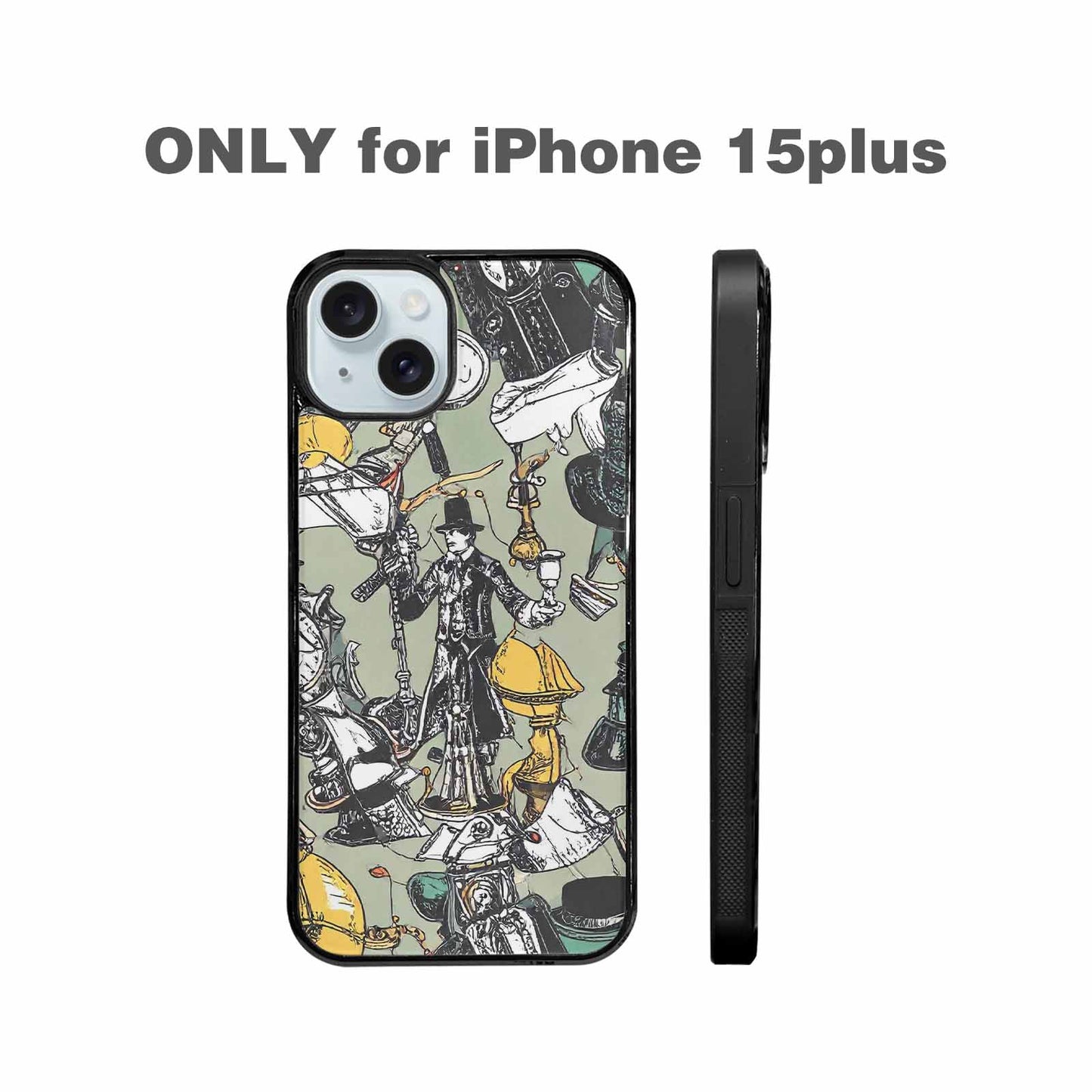 iPhone 15 Plus Case — Noir Spy Silhouette Pen Ink Noir, Custom Art Phone Cover