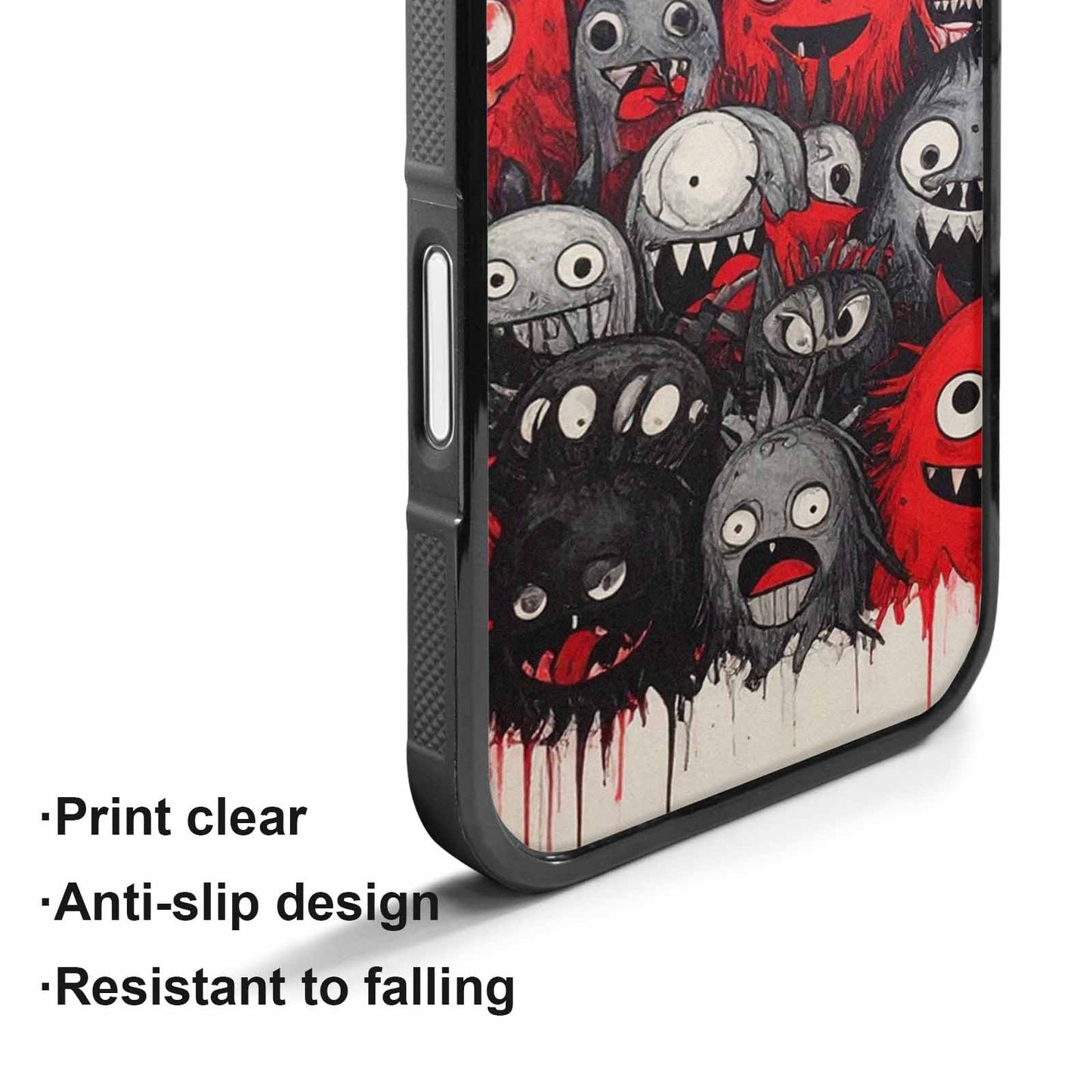 iPhone 17 Case — Black &amp; Red Ink Cartoon Cute, Personalized Phone Case