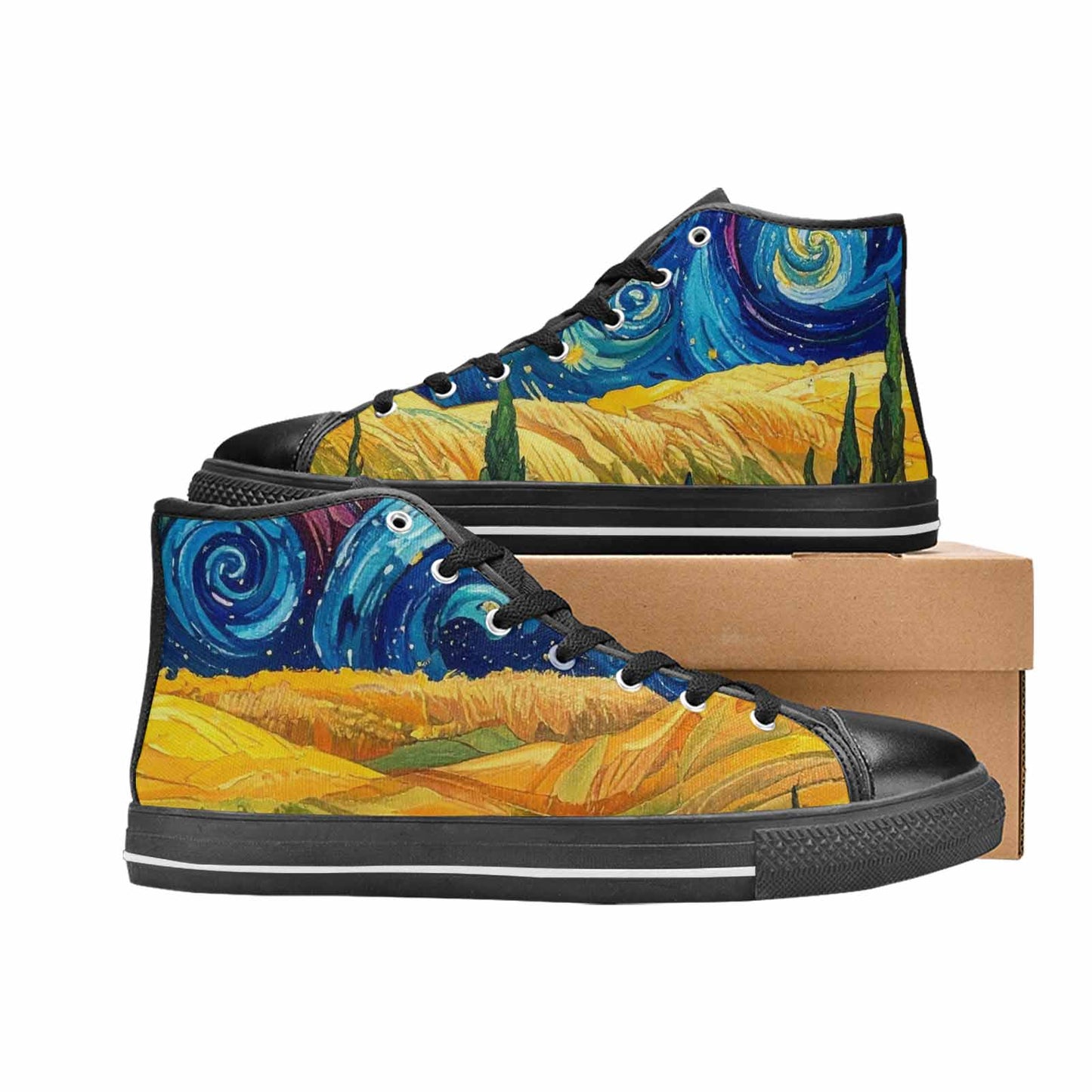 MEN'S Blend All Versions High Top Canvas Wallpaper Art Shoes