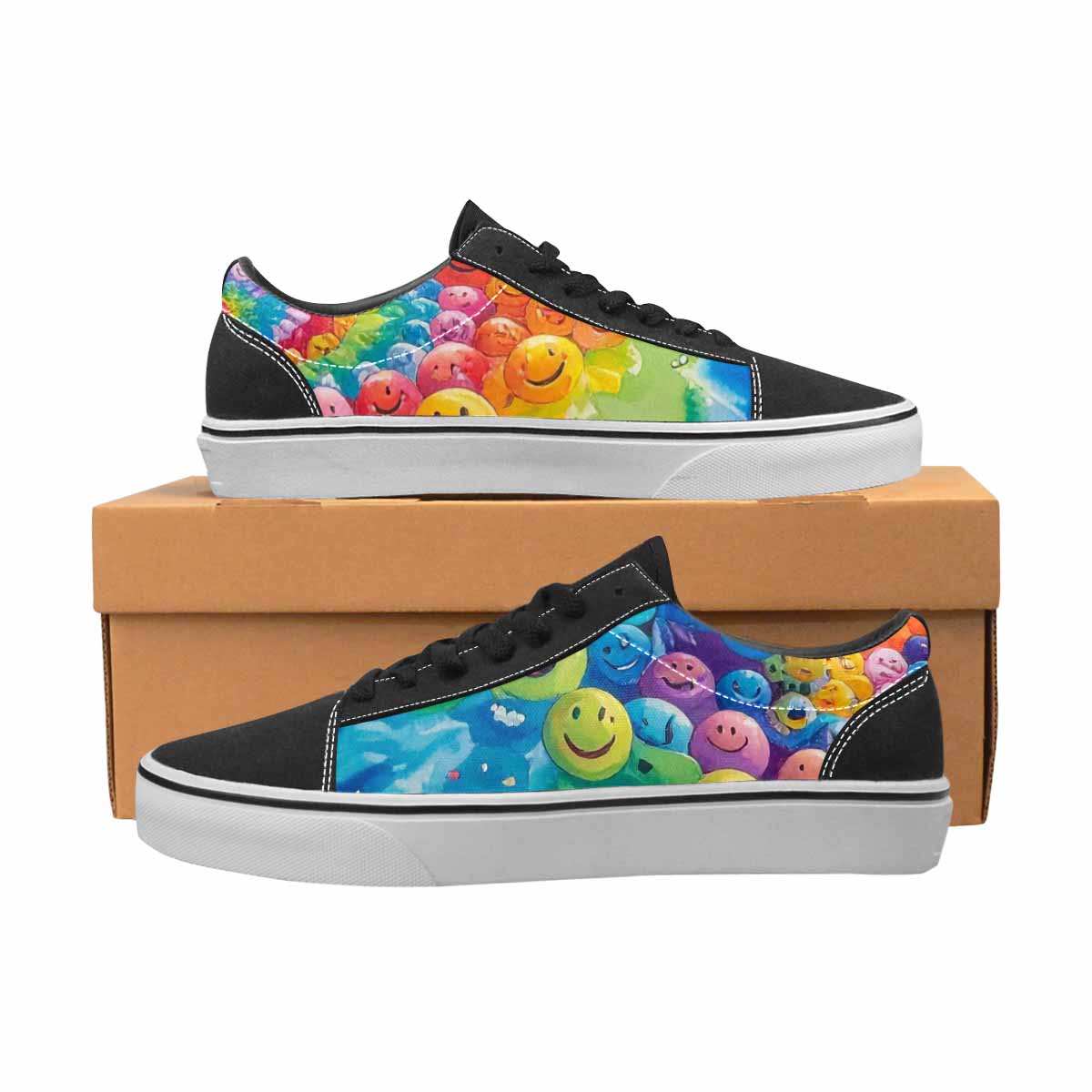 WOMEN'S Smiley Facessmiley Faces  Lace-Up Canvas Aesthetic Shoes