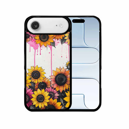 iPhone 17 Air Case — Sunflower Burst Black Pink Ink Floral, Custom Phone Case