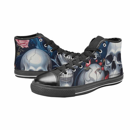 MEN'S Skulls Roses Chrome Airbrush High Top Canvas Grunge Custom Shoes