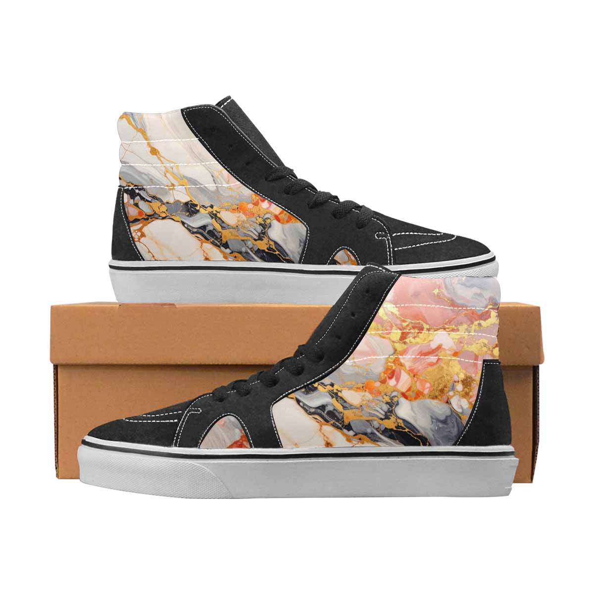 WOMEN'S Marble High Top Canvas Personalized Vivid Custom Printed Shoes