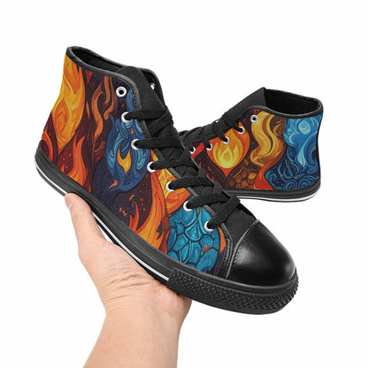 WOMEN'S Fire Flame High Top Canvas Y2K Sneakers