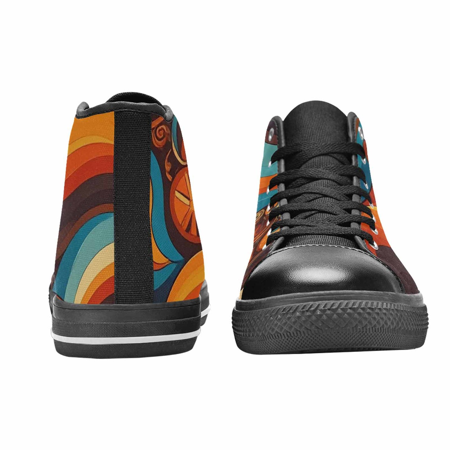 WOMEN'S Groovy 70S Peace High Top Canvas Wallpaper Art Sneakers