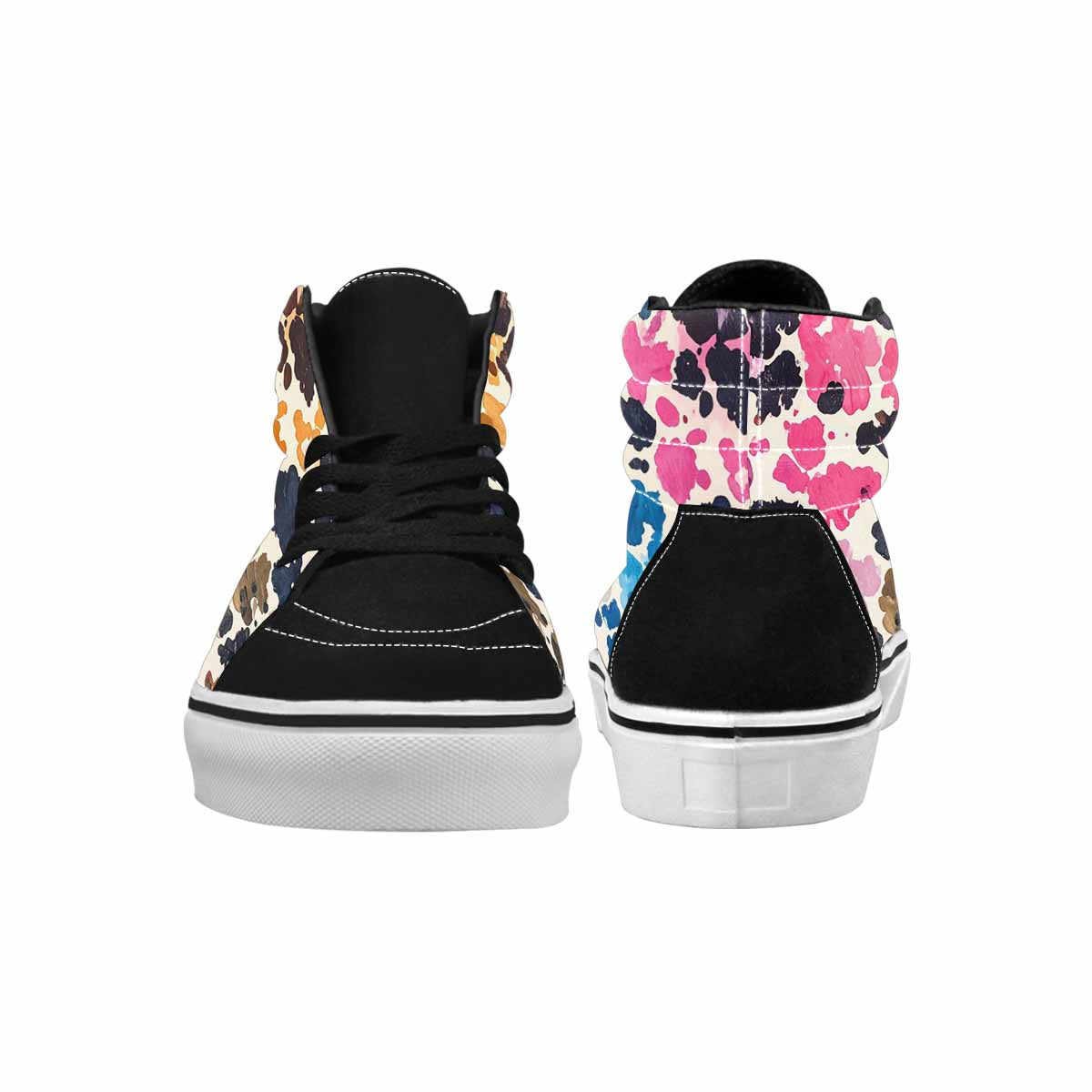 WOMEN'S Cow Animal Print High Top Canvas Vibrant Chaos Custom Shoes