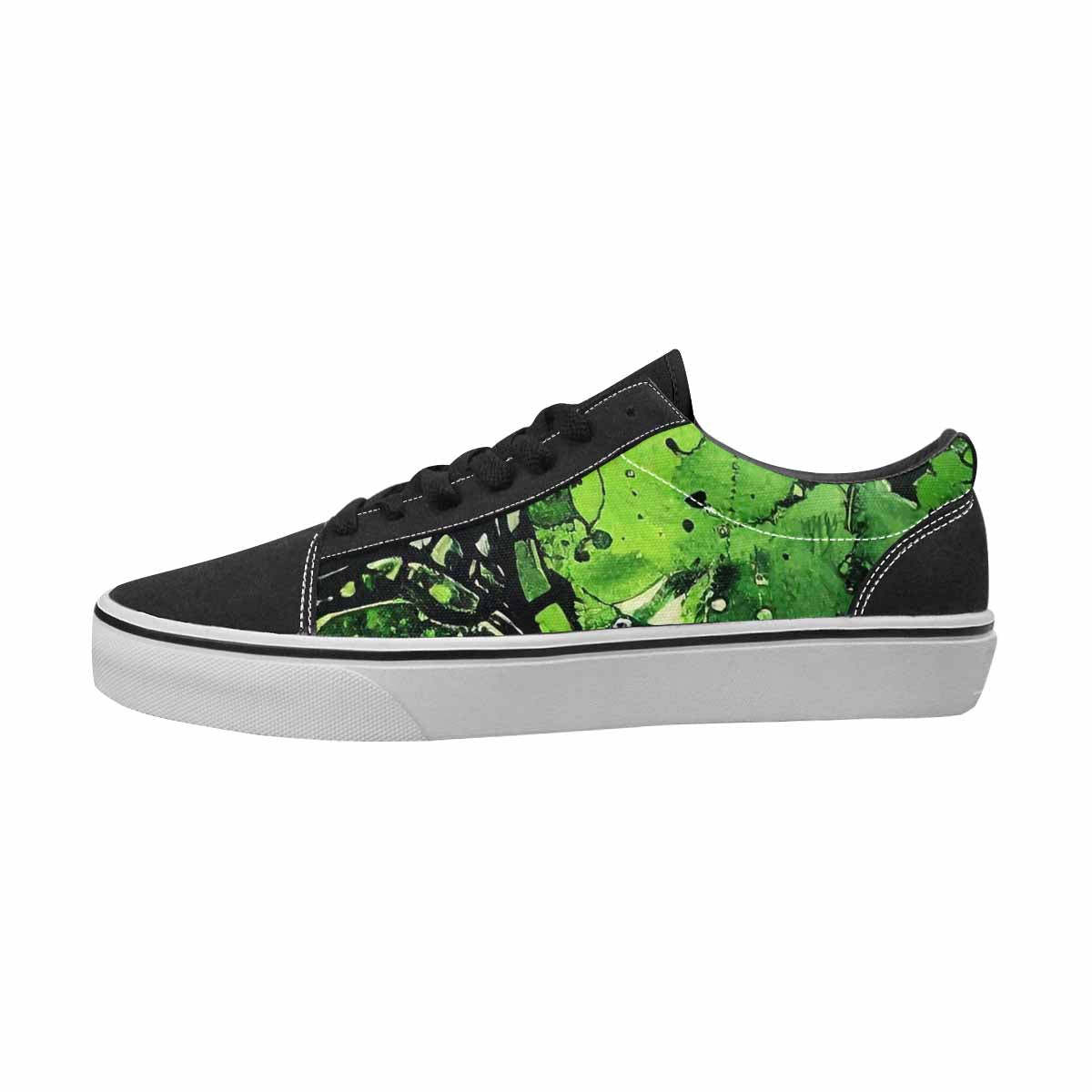 WOMEN'S Reptile Black & Green Ink Canvas Graphic Print Vibrant Chaos Custom Streetwear Shoes