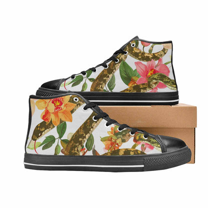 MEN'S Floral Snake Print High Top Canvas Wallpaper Art Custom Sneakers