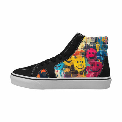 MEN'S Smiley Faces  Camo High Top Canvas Neon Fantasy Custom Shoes