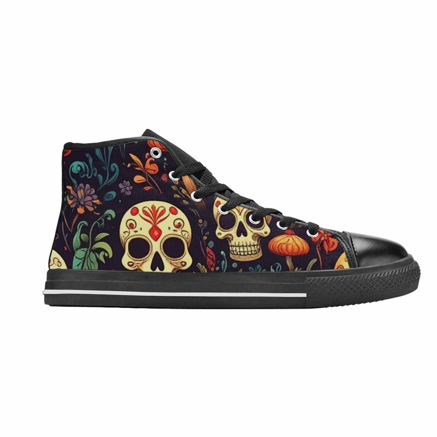 WOMEN'S Mushrooms And Skulls High Top Canvas Aesthetic Shoes