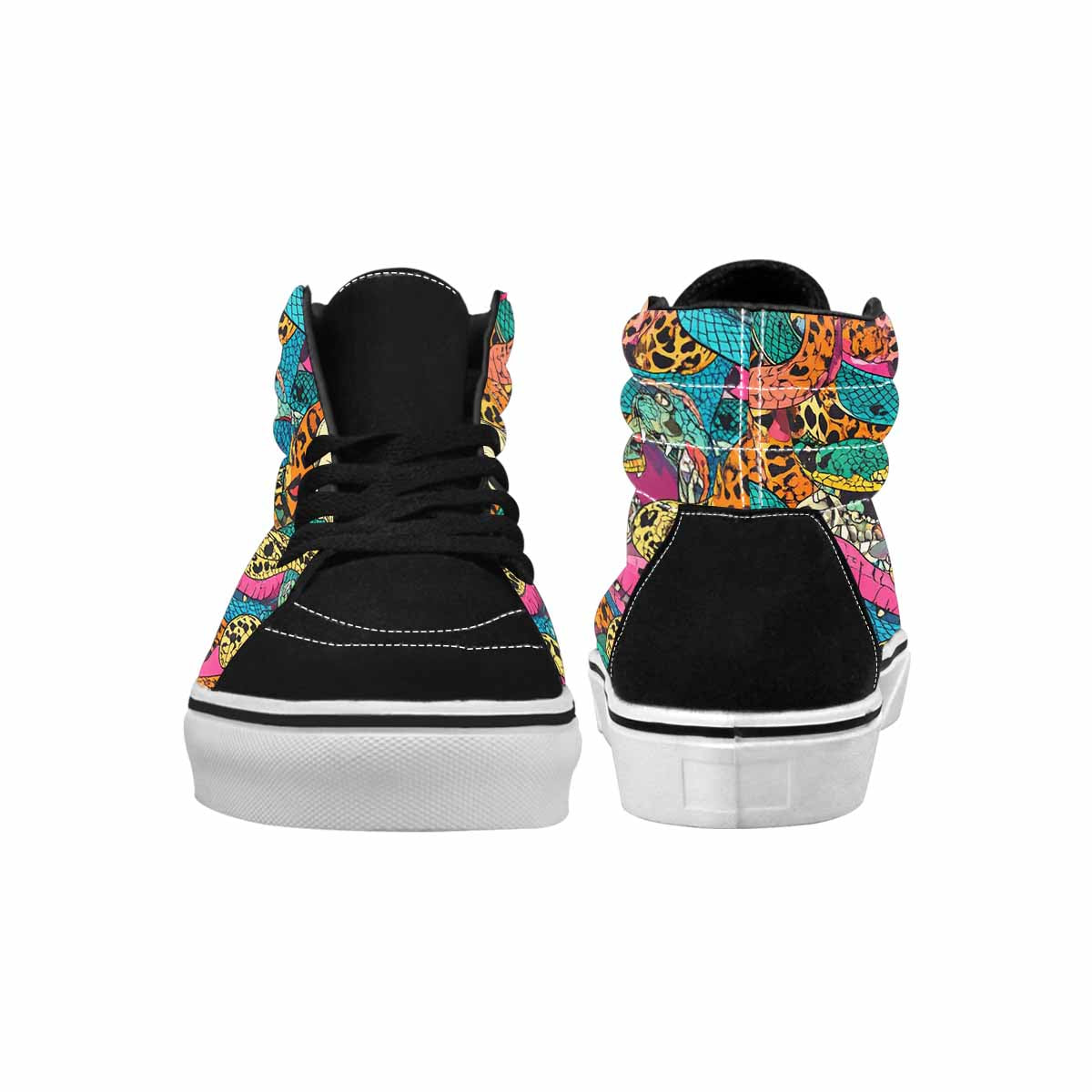 WOMEN'S Snake Print Skull High Top Canvas Grunge Sneakers