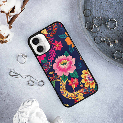 iPhone 16 Plus Case — Floral Snake Print Custom, Custom Printed Phone Case