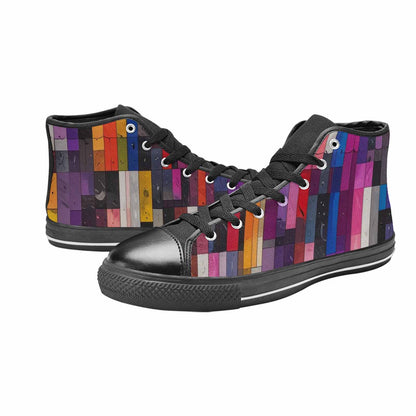 MEN'S Asexual Flag Color High Top Canvas Grunge Custom Shoes
