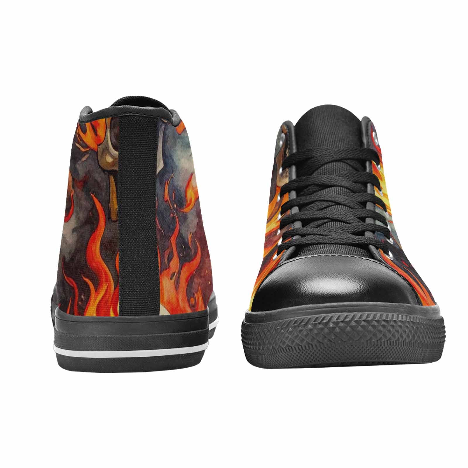 WOMEN'S Skulls - Flaming High Top Canvas Dreamcore Custom Sneakers