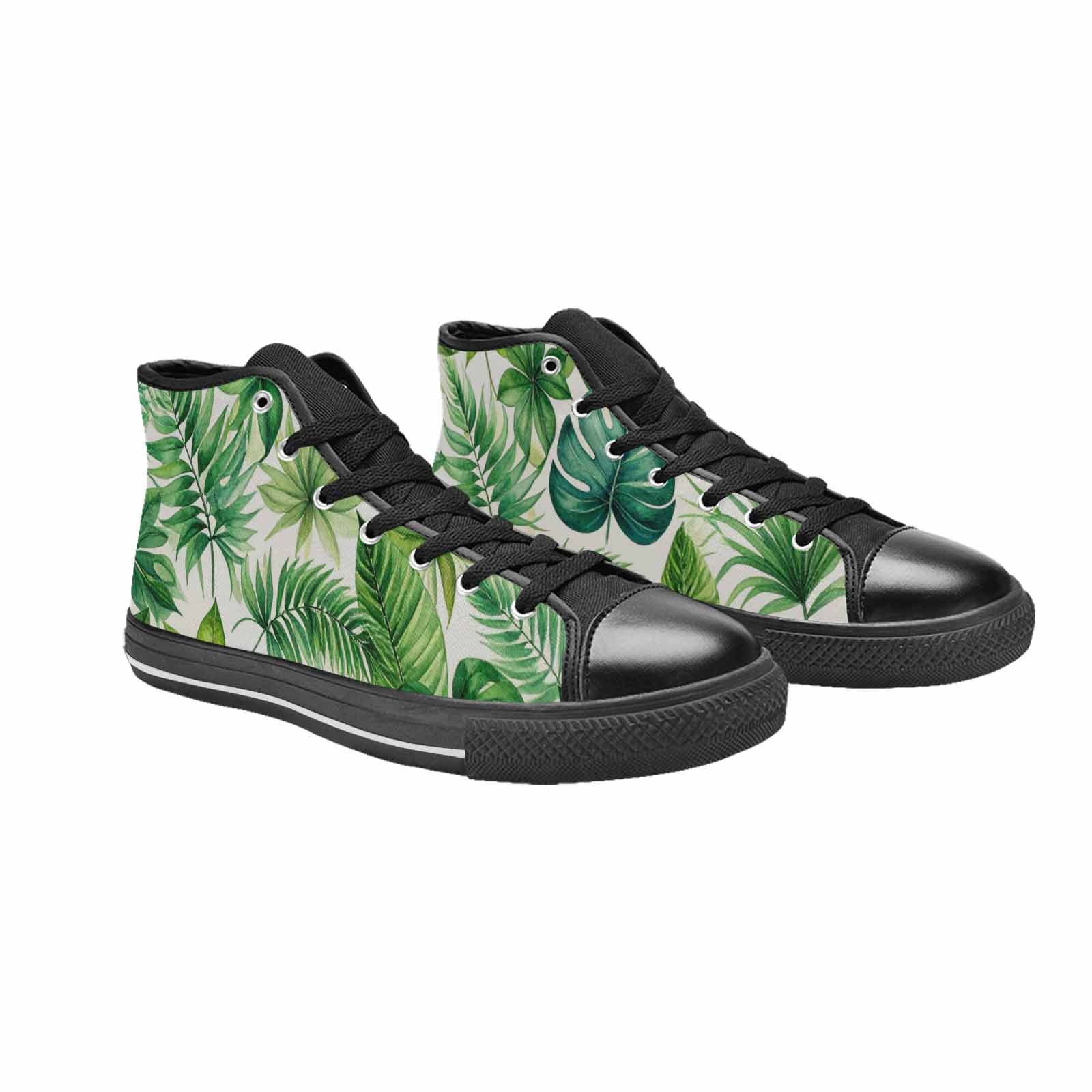MEN'S Seven-Point Palmate Leaf High Top Canvas Vibrant Chaos Custom Sneakers