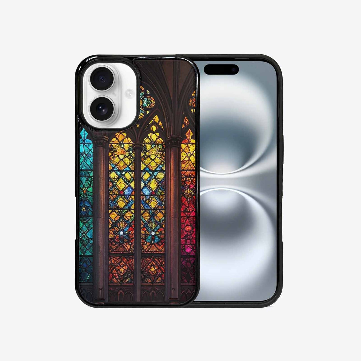 iPhone 16 Case — Stained Glass Window Pattern Seamless Repeat, Custom Designed Case Cover