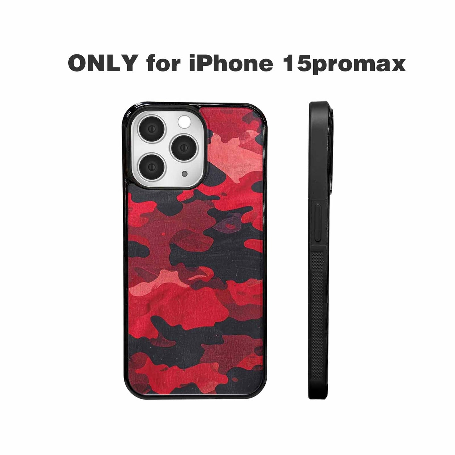 iPhone 15 Pro Max Case — Tactical Camo Red Black Custom, Unique Phone Case Design