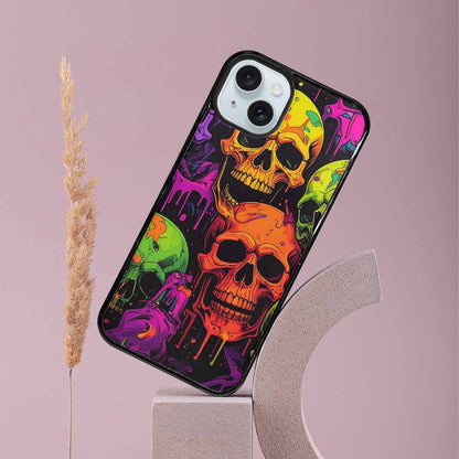 iPhone 15 Plus Case — Vibrant Camo 1000\'s Of Skeletons Neon, Customized Protective Case