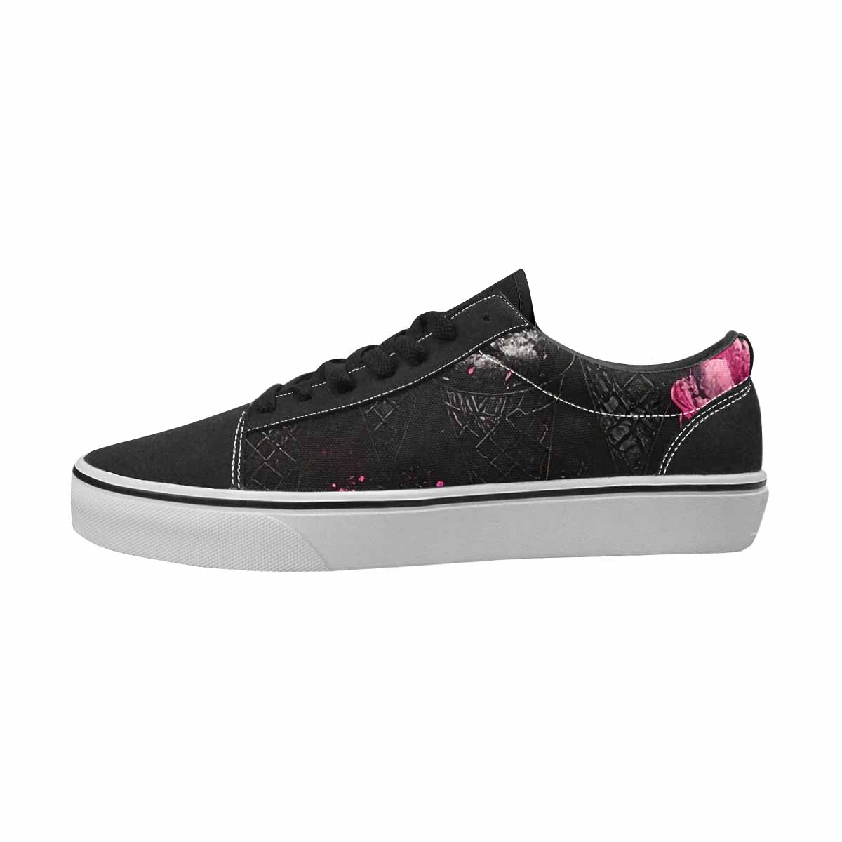 WOMEN'S Ice Cream Black & Pink Ink Canvas Artist-designed Vibrant Chaos Custom Print Sneakers