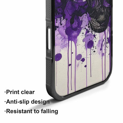 iPhone 17 Case — Black &amp; Purple Ink Animal Print, Personalized Phone Case