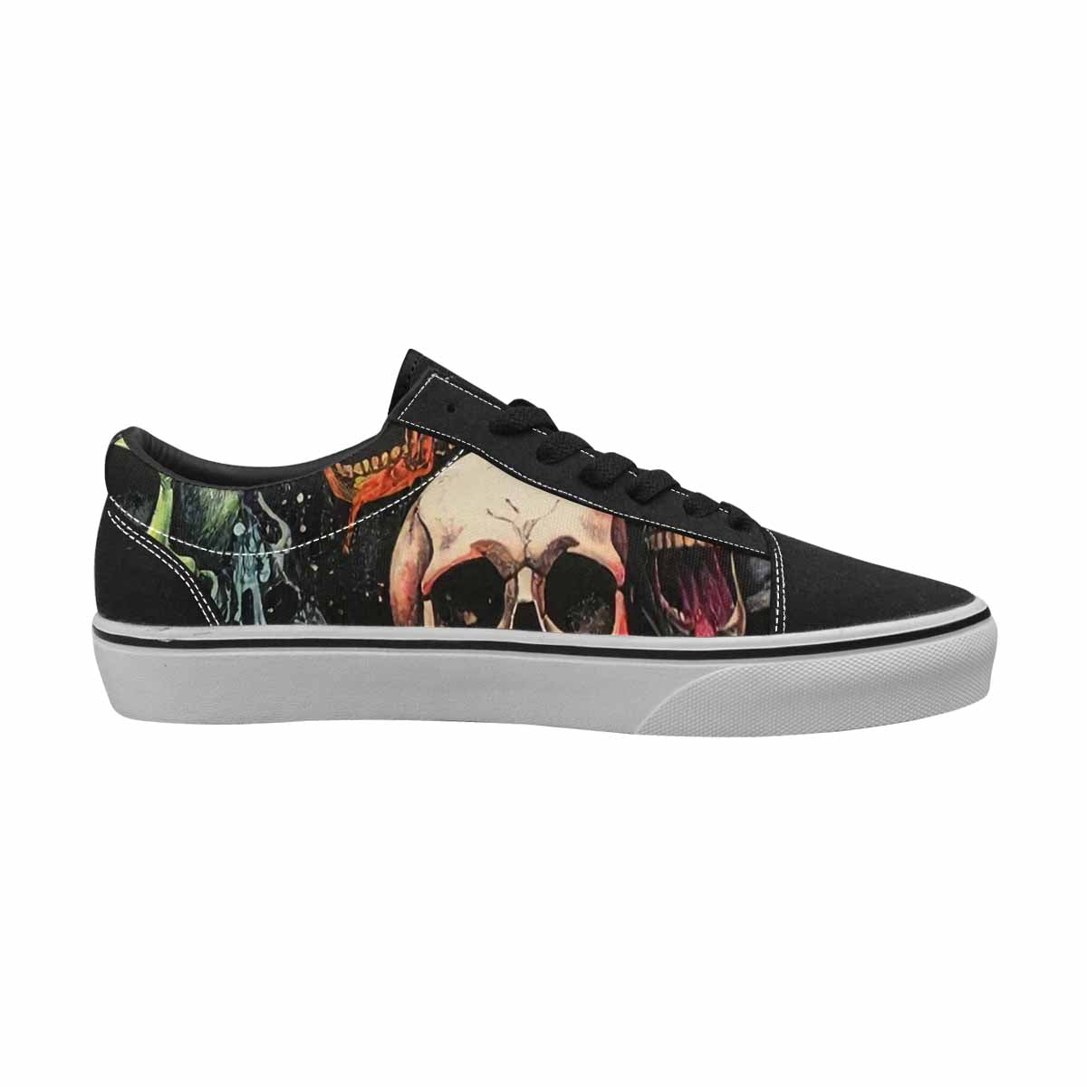 WOMEN'S Rainbow From Skull S Lace-Up Canvas Vibrant Chaos Custom Sneakers