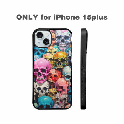 iPhone 15 Plus Case — Skulls Marbleskulls Pattern, Custom Phone Case