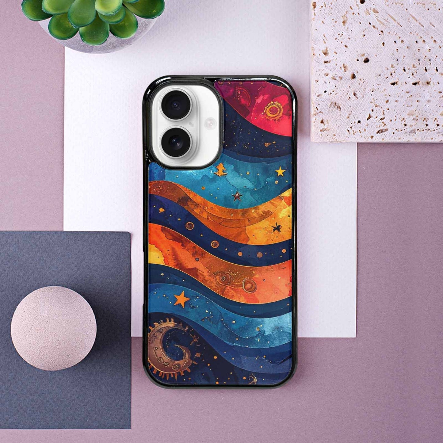 iPhone 16 Case — Steampunk Galaxy Art Seamless Pattern Vibrant, Custom Art Phone Cover