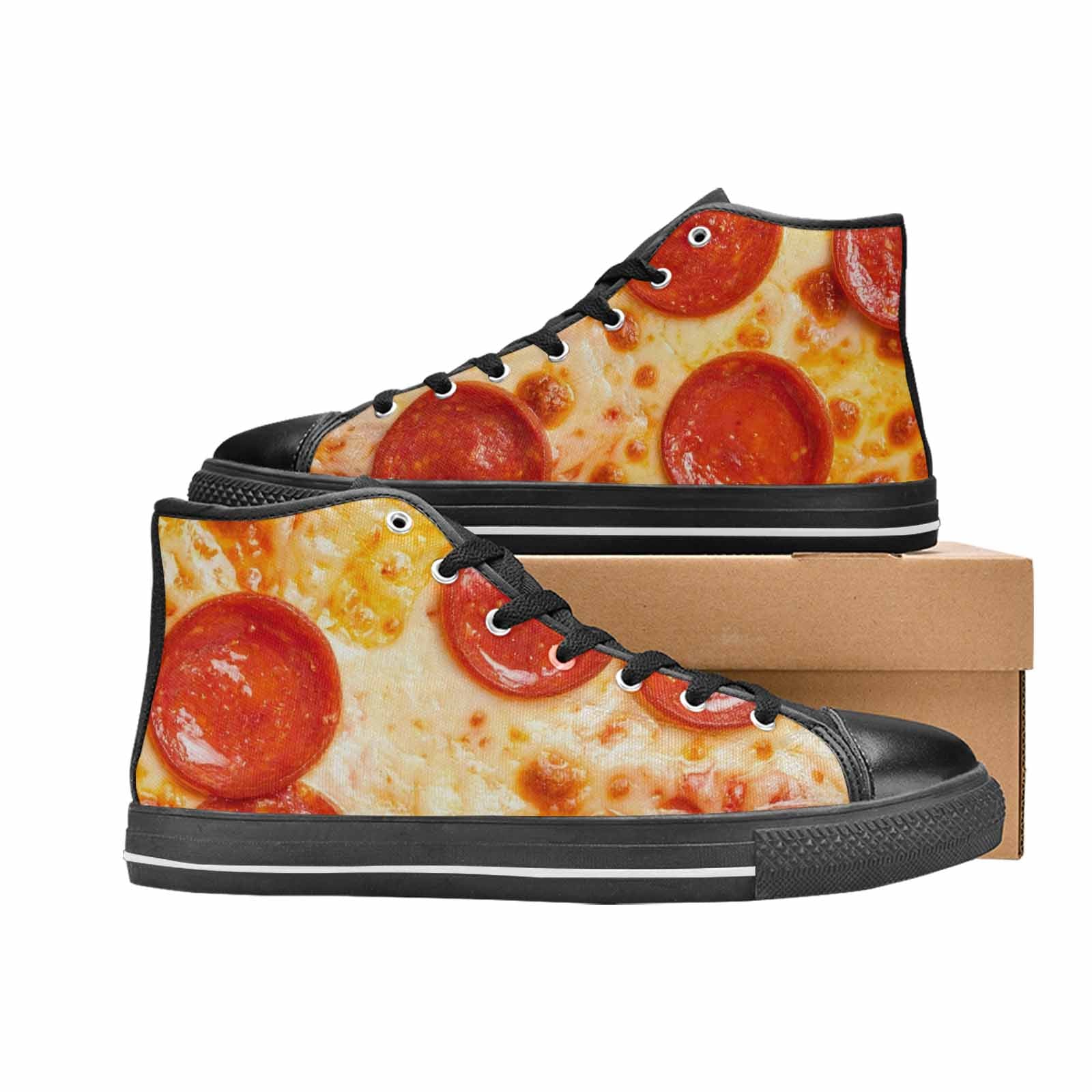 MEN'S Pepperoni Pizza Print High Top Canvas Dreamcore Custom Sneakers