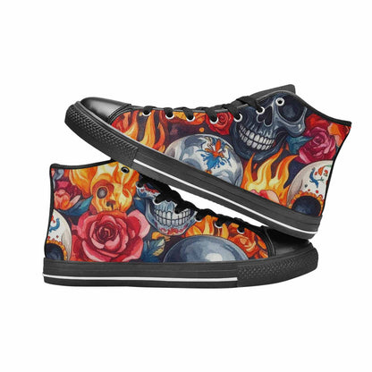 MEN'S Skull High Top Canvas Neon Fantasy Sneakers