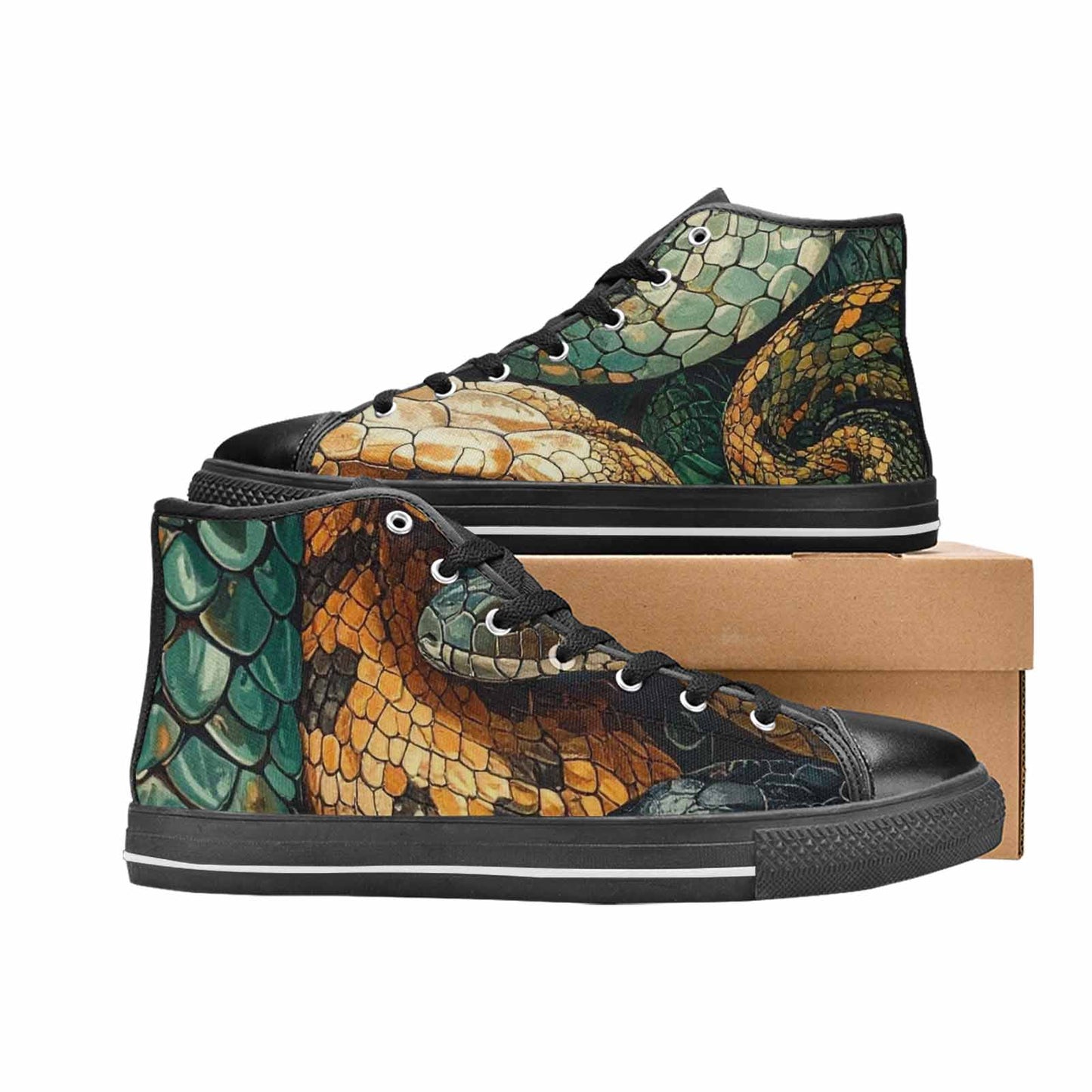 MEN'S Snake Skin Reptile High Top Canvas Surreal Shoes