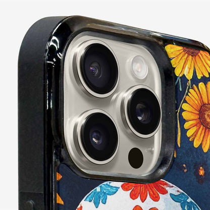 iPhone 16 Pro Max Case — Sunflower Skulls Print Custom, Personalized Phone Case