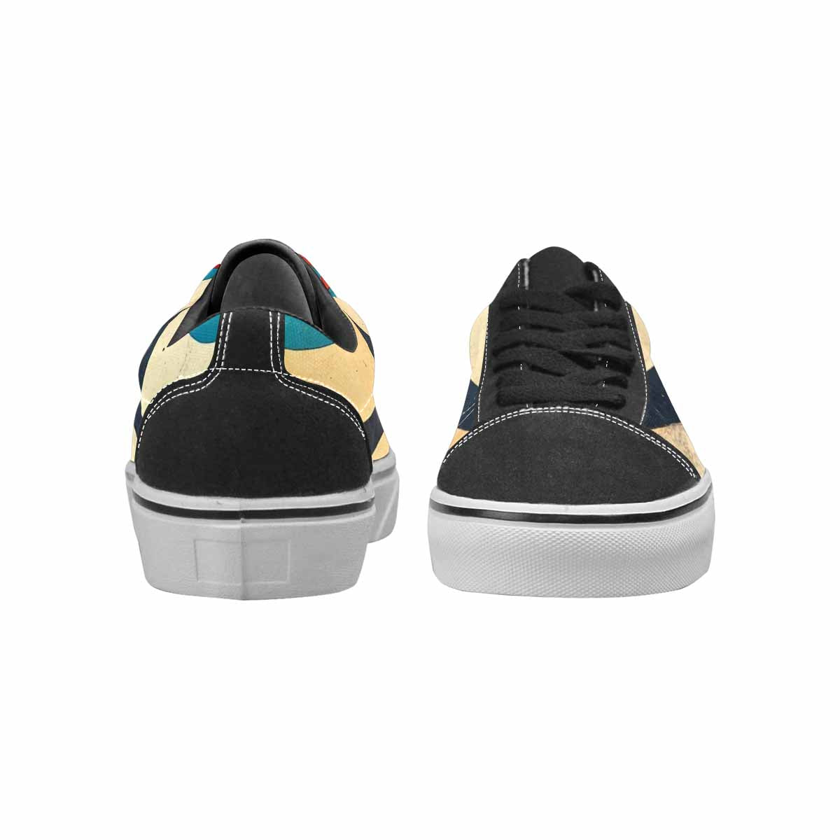 WOMEN'S Retro Wave Scallop Stripe Lace-Up Canvas Kaleidoscope Sneakers