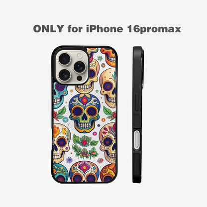 iPhone 16 Pro Max Case — Vibrant Skull Seamless, Original Design Phone Case