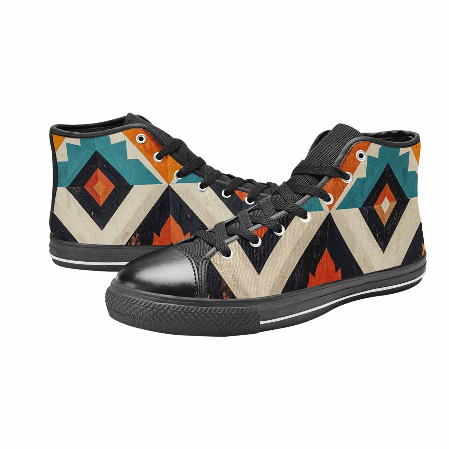 WOMEN'S Southwestern Geometric Diamond High Top Canvas Y2K Shoes