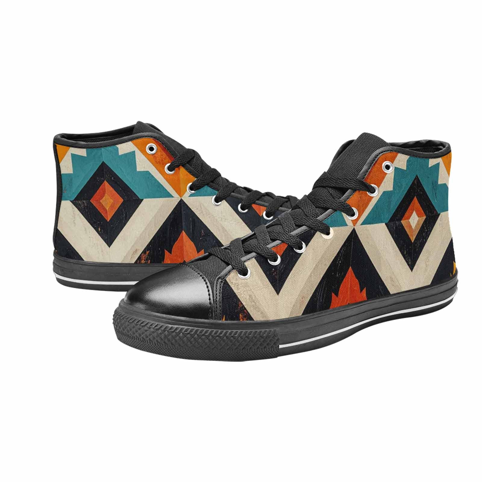 WOMEN'S Southwestern Geometric Diamond High Top Canvas Y2K Shoes