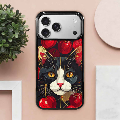 iPhone 17 Pro Max Case — Retro Cherry Cat Retro Vintage, Original Design Phone Case