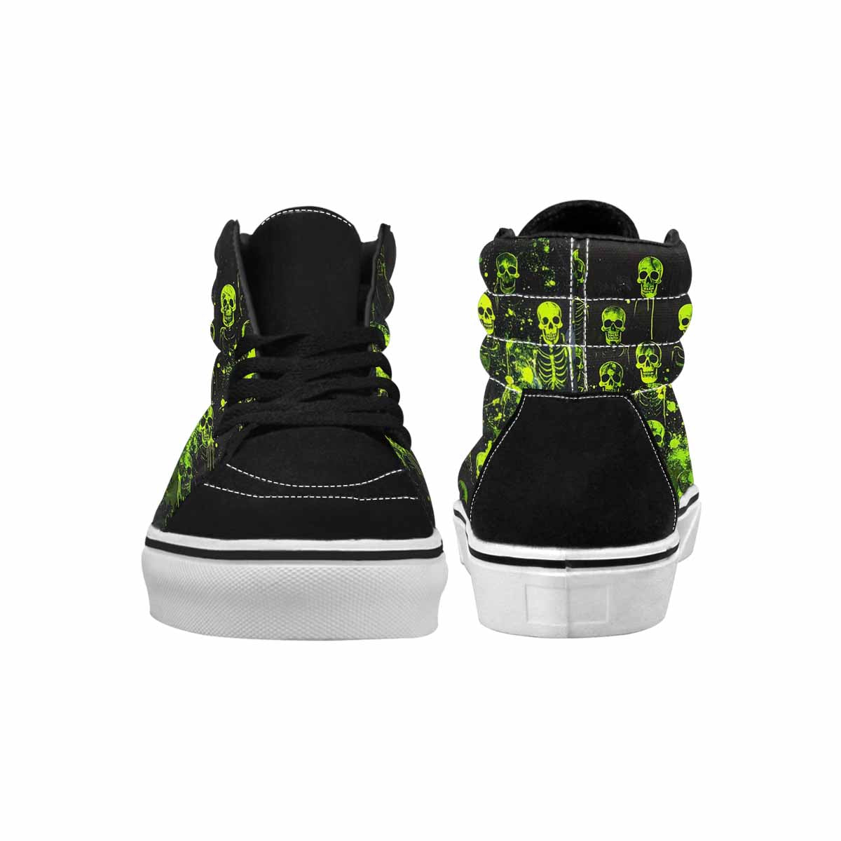 MEN'S Skeletons × Neon Green High Top Canvas Vibrant Chaos Custom Sneakers