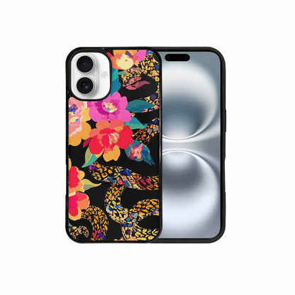 iPhone 16 Plus Case — Floral Snake Print, Custom Art Phone Cover