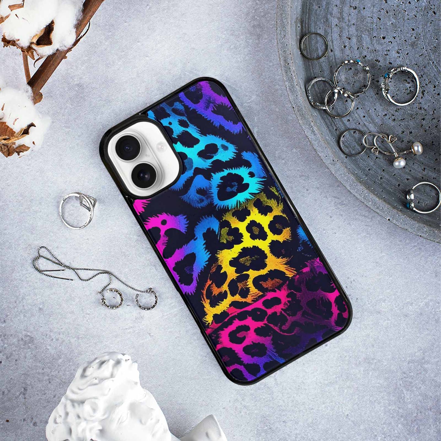 iPhone 16 Plus Case — Leopard Print Neon, Custom Print Case Cover