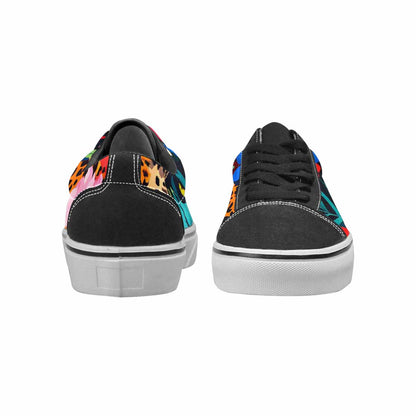 WOMEN'S Leopard Print Floral Canvas Lace-Up Wallpaper Art Custom Sneakers