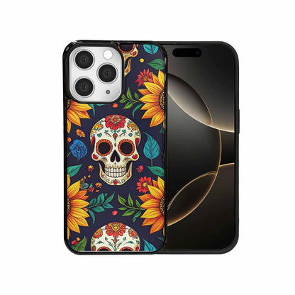 iPhone 15 Pro Max Case — Sunflowers Hundreds Of Skulls Art Seamless, Original Design Phone Case