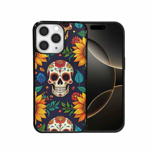 iPhone 15 Pro Max Case — Sunflowers Hundreds Of Skulls Art Seamless, Original Design Phone Case
