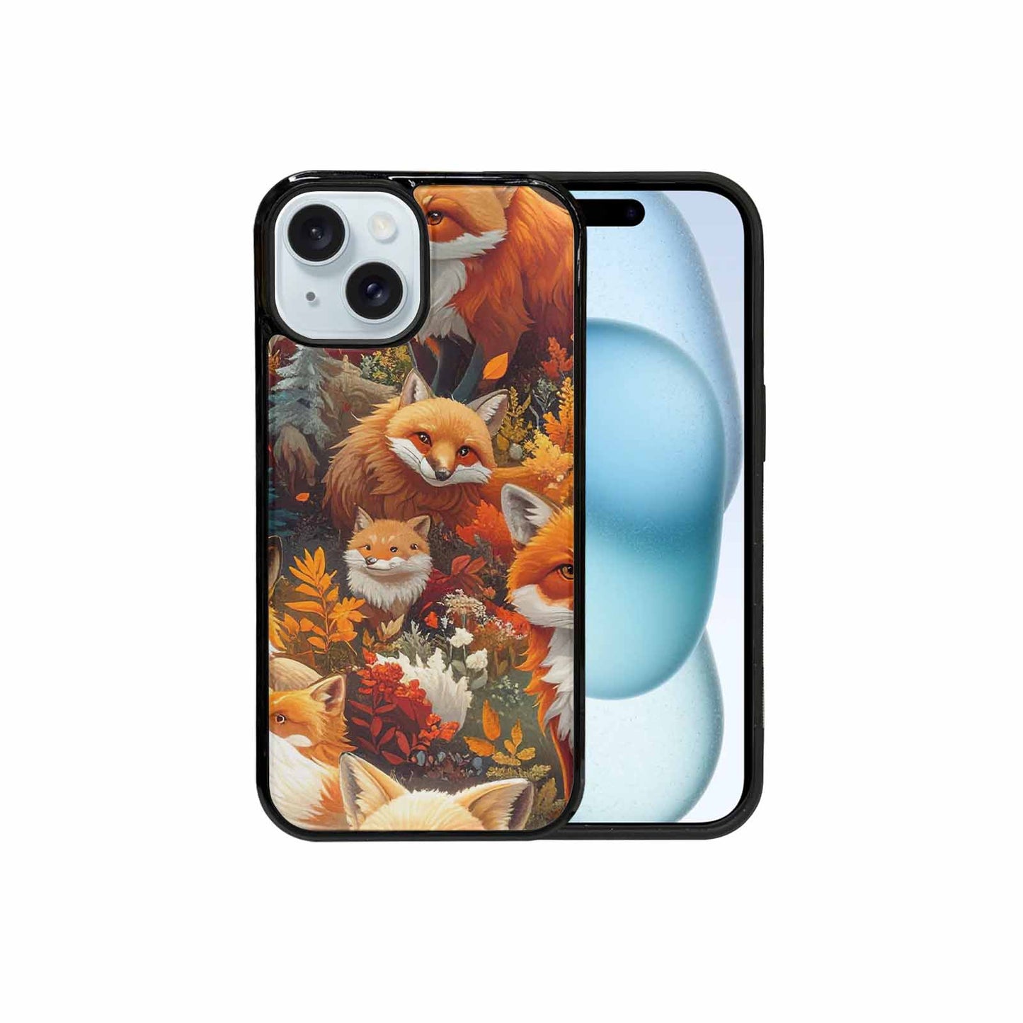 iPhone 15 Case — Fox Forest Fox Forest Pattern Hundreds, Custom Designed Case Cover
