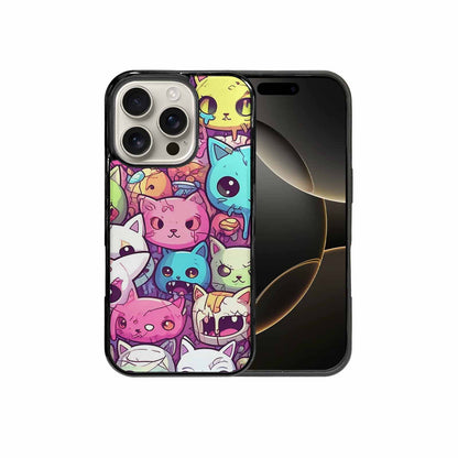 iPhone 16 Pro Case — Pastel Gore Cat Character Pattern Hundreds, Unique Phone Case Design