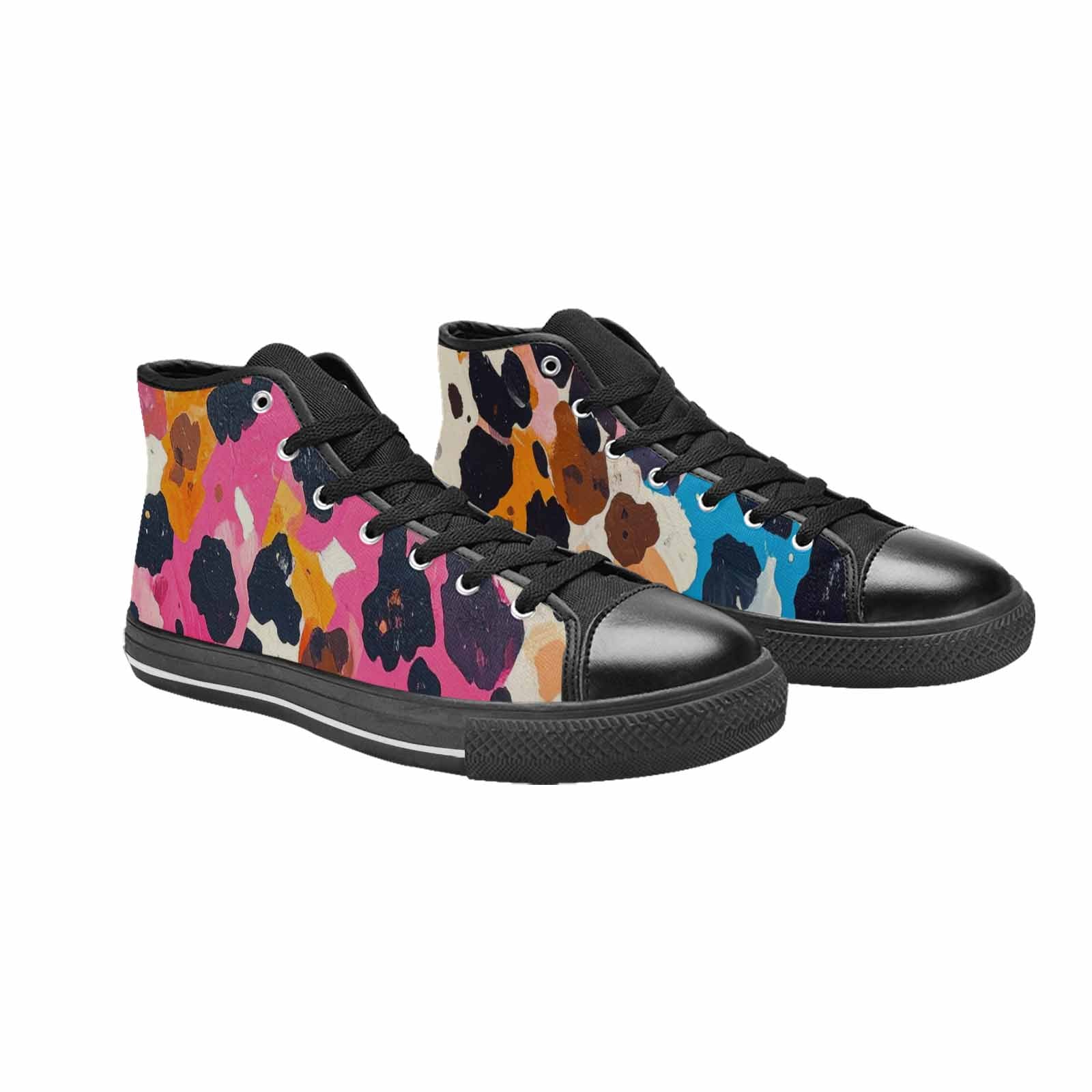 WOMEN'S Cow Animal Print High Top Canvas Dark Academia Custom Sneakers