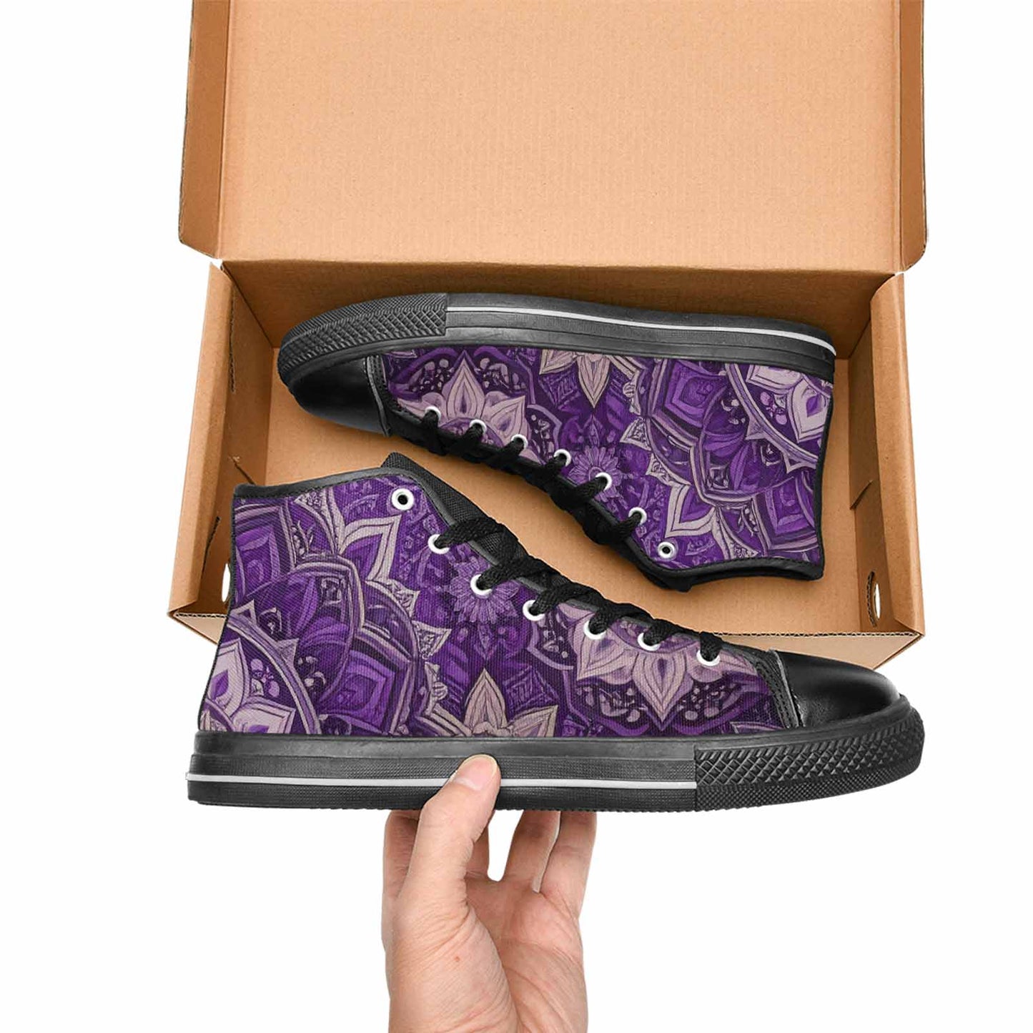 WOMEN'S Mandala High Top Canvas Grunge Custom Sneakers