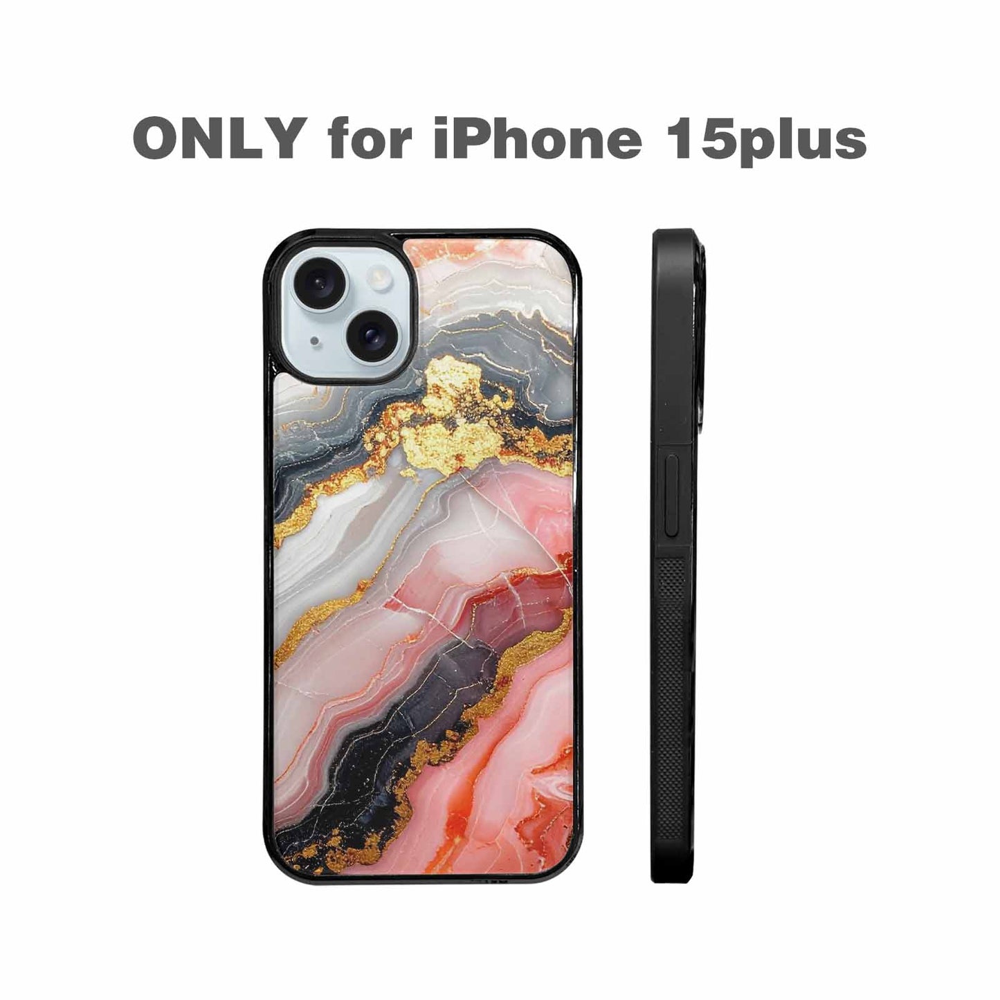 iPhone 15 Plus Case — Marble Vein Marble Veins Pattern Hundreds, Personalized Phone Case