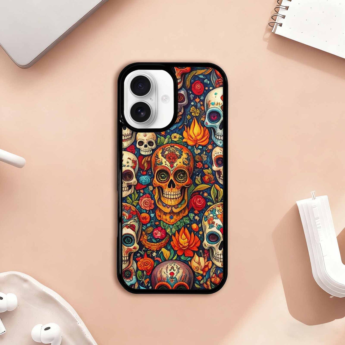 iPhone 17 Case — Small Skull Pattern, Randomly Gothic Skulls, Custom Phone Case